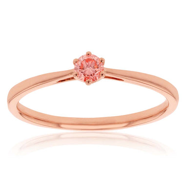 Luminesce Lab Grown 0.15 Carat Pink Diamond Ring set in 9ct Rose Gold 6 Claw Setting