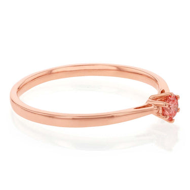 Luminesce Lab Grown 0.15 Carat Pink Diamond Ring set in 9ct Rose Gold 6 Claw Setting