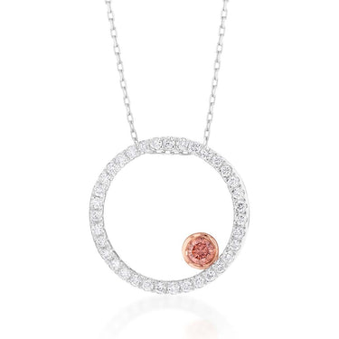 Luminesce Lab Grown Diamond Pendant with Pink Diamond 9ct White Gold with Chain