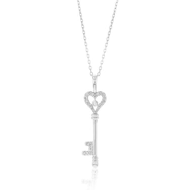 Luminesce Lab Grown Diamond Key Pendant 9ct White Gold With Chain