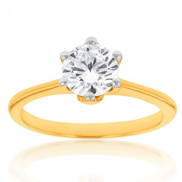 Luminesce Lab Grown 1 Carat Solitaire Engagement Ring in 14ct Yellow Gold