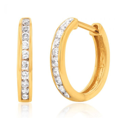 Luminesce Lab Grown 1/4 Carat Diamond Hoop Earring in 9ct Yellow Gold