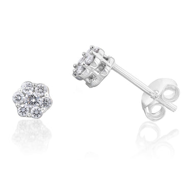 Luminesce Lab Grown Diamond 25-29PT Silver Flower Studs
