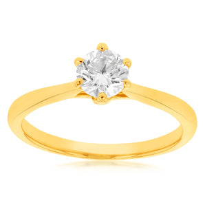 Luminesce Lab Grown 3/4 Carat Diamond Solitaire Ring set in 14ct Yellow Gold
