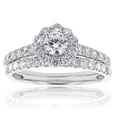 Luminesce Lab Grown Diamond 1.5Ct Halo Bridal Set in 14ct White Gold
