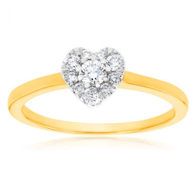 Luminesce Lab Grown Diamond 1/4 Carat Heart Dress Ring in 9ct Yellow Gold