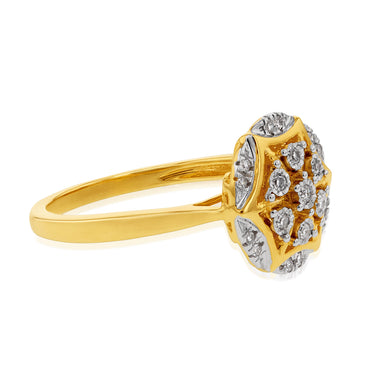 Luminesce Lab Grown Oval Ring with 19 Diamonds Set in 9 Carat Yellow Gold