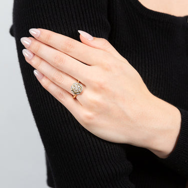 Luminesce Lab Grown Oval Ring with 19 Diamonds Set in 9 Carat Yellow Gold
