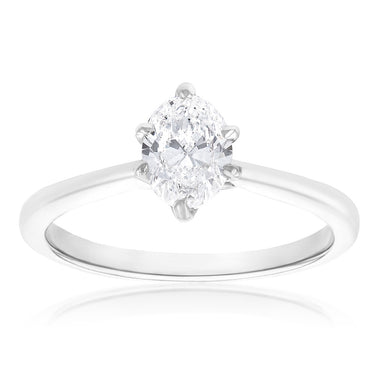 Luminesce Lab Grown 1 Carat Diamond Oval Solitaire Ring set in 14ct White Gold