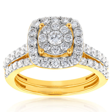 Luminesce Lab Grown Diamond 1.2CT Bridal Set in Cushion Design 10ct Yellow Gold