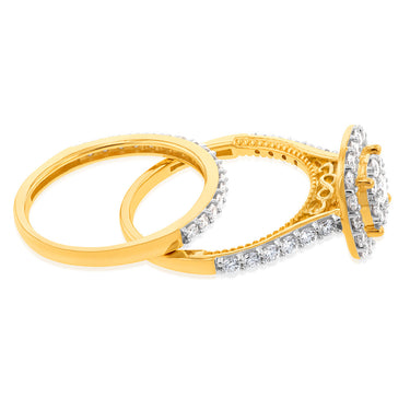 Luminesce Lab Grown Diamond 1.2CT Bridal Set in Cushion Design 10ct Yellow Gold