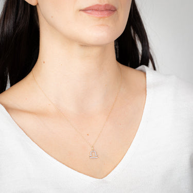 Luminesce Lab Diamond 9ct Yellow Gold Libra 1/10 Carat Diamond Pendant With Chain