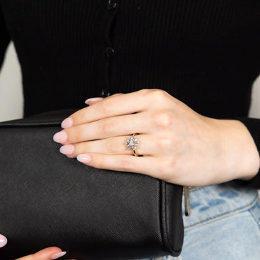 Luminesce Lab Grown Dress Ring with 13 Diamonds Set in 9 Carat Yellow Gold