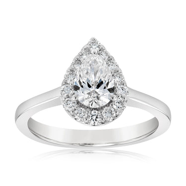 Luminesce Lab Grown 18ct White Gold 1 Carat Diamond Pear Halo Ring