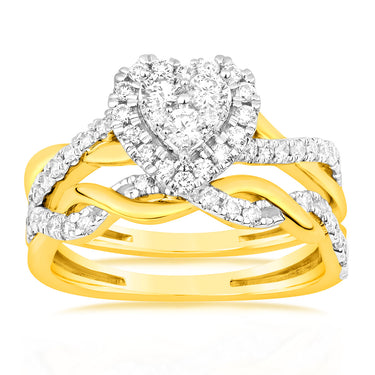 9ct Yellow Gold 0.70 Carat Luminesce Lab Grown Diamond Bridal Ring Set