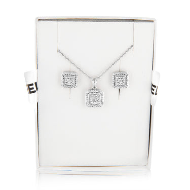 Luminesce Lab Grown 1/10 Carat Diamond Pendant & Stud Earrings Set in Sterling Silver