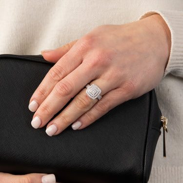 9ct Yellow Gold 1 Carat Luminesce Lab Grown Diamond Cluster Dress Ring