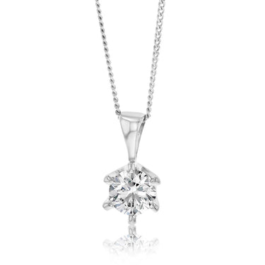 Luminesce Lab Grown 18ct White Gold 1 Carat Solitaire Diamond Pendant with 45cm Chain