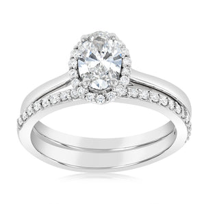 Luminesce Lab Grown Diamond 1 Carat Bridal Set in Halo Design set in 18ct White Gold