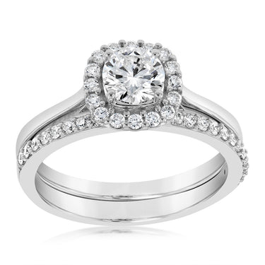 Luminesce Lab Grown Diamond 1 Carat Bridal Set in Halo Design set in 18ct White Gold
