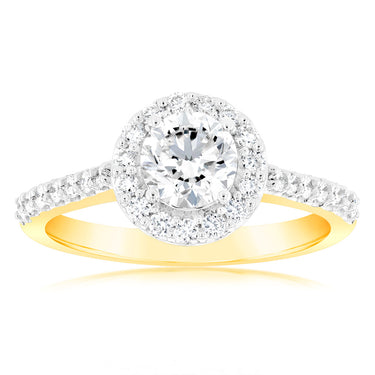 Luminesce Lab Grown 18ct YellowGold 1 Carat Diamond Halo Ring