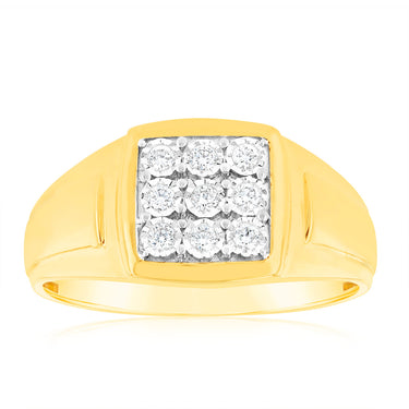 Luminesce Lab Grown 1/6 Carat Diamond Gents Ring in 9ct Yellow Gold