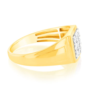 Luminesce Lab Grown 1/6 Carat Diamond Gents Ring in 9ct Yellow Gold