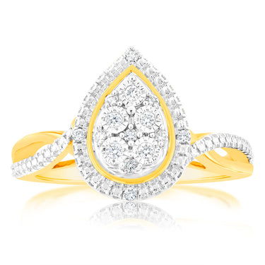 Luminesce Lab Grown 9ct Yellow Gold 1/10 Carat Diamond Ring