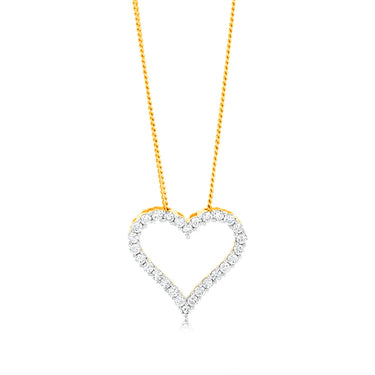 Luminesce Lab Grown 1/2 Carat Diamond Heart Pendant in 14ct Yellow Gold
