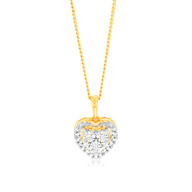 Luminesce Lab Grown 9ct Yellow Gold 16 Diamonds Heart Pendant