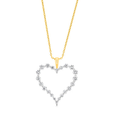 Luminesce Lab Grown 9ct Yellow Gold 1 Carat Diamond Heart Pendant