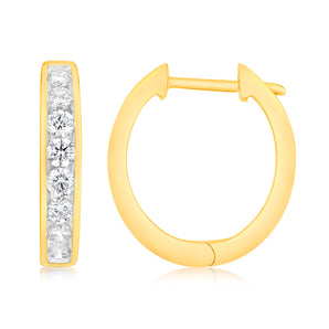 Luminesce Lab Grown 1 Carat Diamond Hoop Earrings in 9ct Yellow Gold