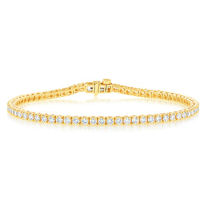Luminesce Lab Grown 3 Carat Diamond Tennis Bracelet in 9ct Yellow Gold