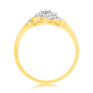 Luminesce Lab Grown 9ct Yellow Gold 15 Diamonds Dress Ring