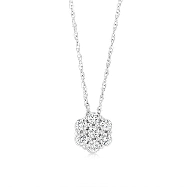 Luminesce Lab Grown 1/3 Carat Flower shaped Diamond Pendant in Sterling Silver Chain Included