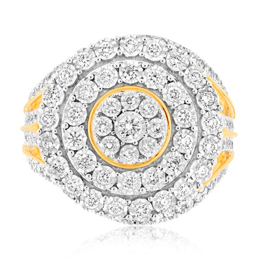 Luminesce Lab Grown 1Carat Cluster Shaped Diamond Ring in 9ct Yellow Gold