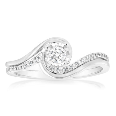 Luminesce Lab Grown 1/4 Carat Diamond Bridal Set Ring in 9ct White Gold