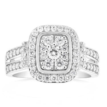 Luminesce Lab Grown 0.80 Carat Diamond Cluster Ring in 9ct White Gold