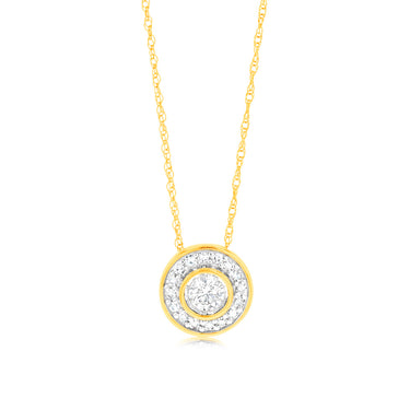 Luminesce Lab Grown 1/4Carat Diamond Bezel Pendant with Chain in 9ct Yellow Gold