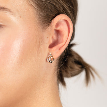 Luminesce Lab Grown 9ct Yellow Gold Pear Shaped Stud Earrings With 4 Diamonds