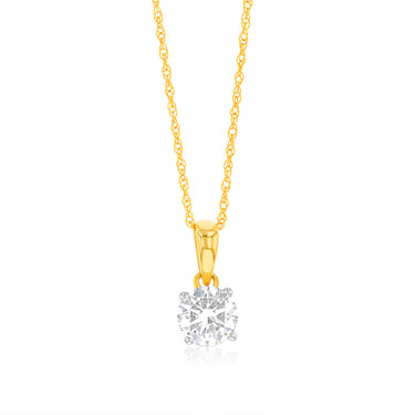 Luminesce Lab Grown 1/2 Carat Diamond Solitaire Pendant on 9ct Yellow Gold Adjustable Chain