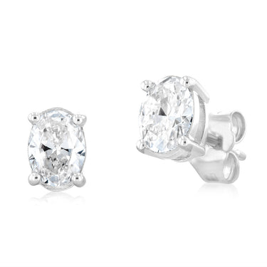 Luminesce Lab Grown Oval Cut 1 Carat Diamond Stud Earrings in 14ct White Gold