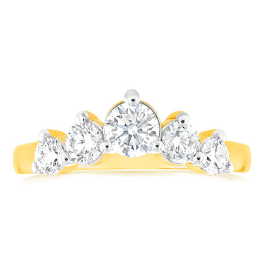 Luminesce Lab Grown 1 Carat Eternity Curve Diamond Ring in 18ct Yellow Gold