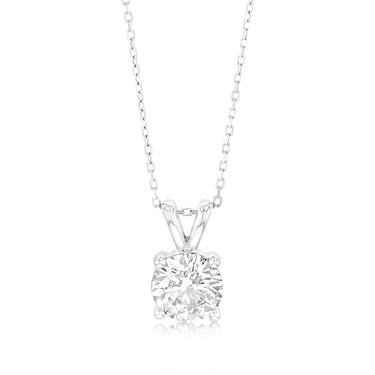 Luminesce Lab Grown Solitaire 2Ct Diamond Pendant in 9ct White Gold with Adjustable Chain