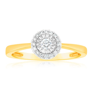 Luminesce Lab Grown Solitaire Plain 1/6 Carat Diamond Ring in 9ct yellow Gold