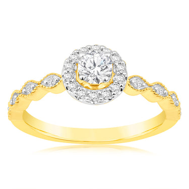 Luminesce lab Grown 9ct Yellow Gold 0.40 Carat Diamond Solitaire Fancy Ring