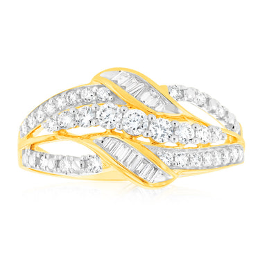 Luminesce Lab Grown Wrap Around 1/2 Carat Diamond Ring in 9ct Yellow Gold