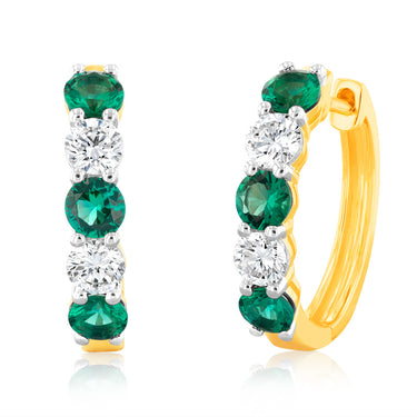 Luminesce Lab Grown 0.40 Carat Diamond with 0.90Ct Created Emerald in 9ct Yellow Gold