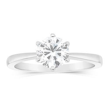 Luminesce Lab Grown 1 Carat Brillian Cut Diamond Solitaire Ring in Sterling Silver