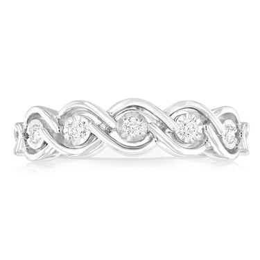 Luminesce Lab Grown Sterling Silver in 5 Natural Diamonds Ring